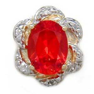 A4715 14K CREATED PAPARACHA & DIAMOND SLIDE 